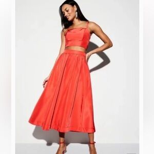 Old Navy The Occasion Coral A-Line Midi Skirt with pockets. Size M . New